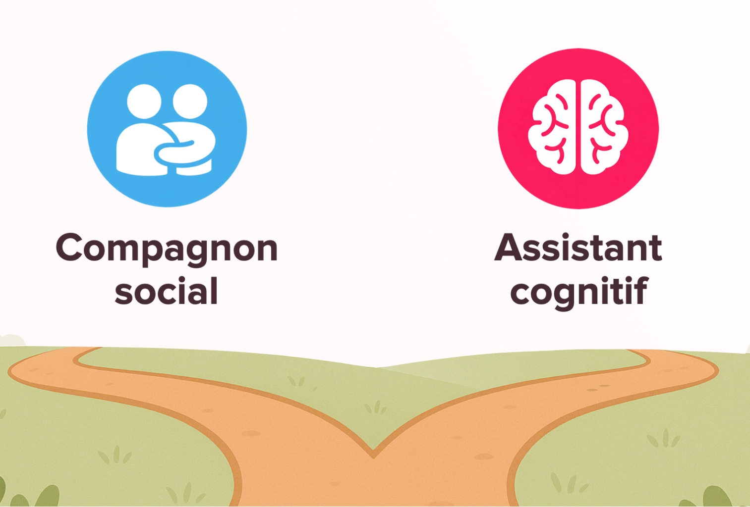 Illustration of Amical's two roles: companion for loneliness and cognitive assistant
