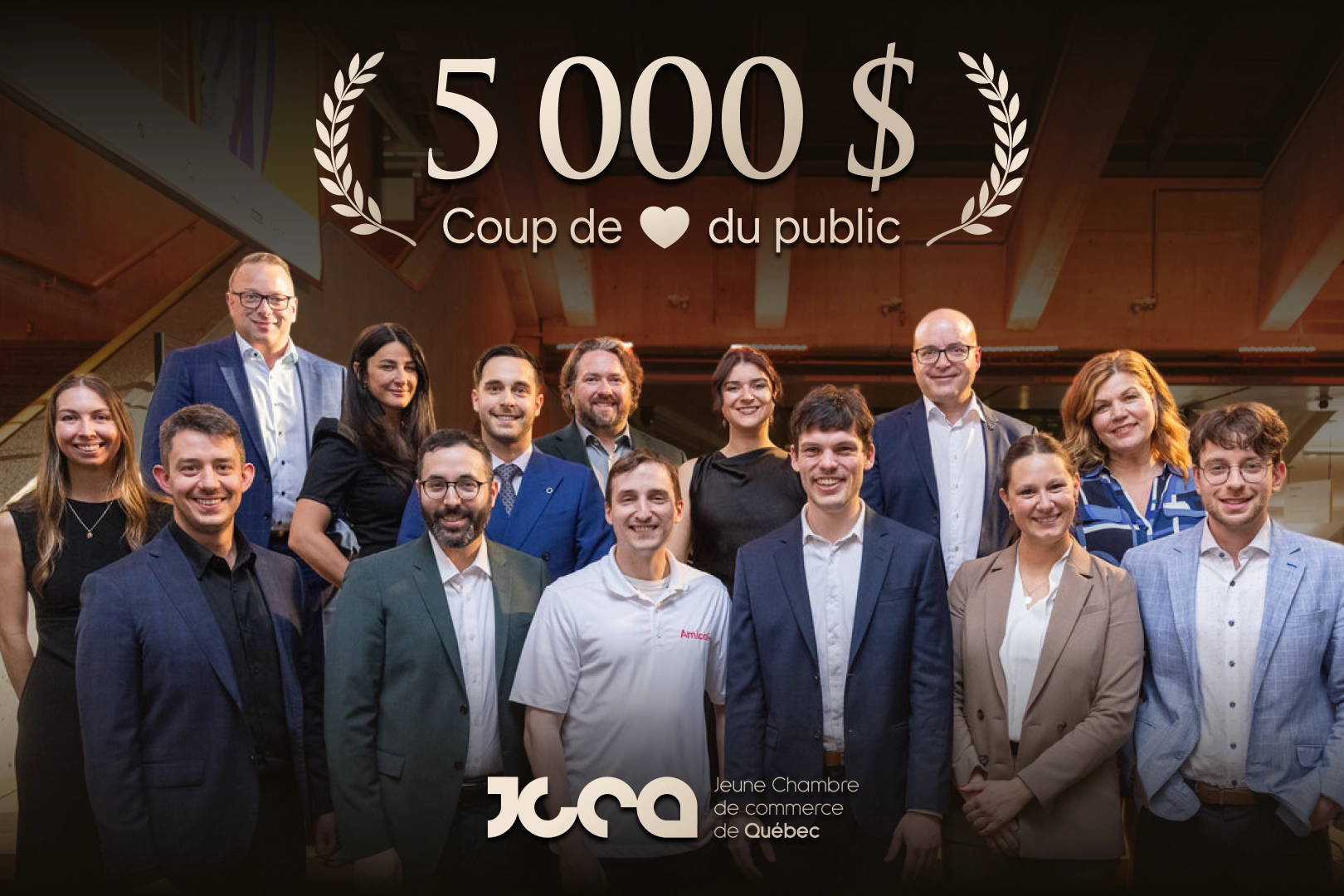 The Amical team receives the 5,000-dollar People's Choice award at the Ascension competition