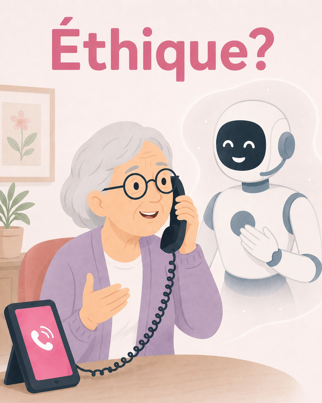 An older adult on the Amical phone