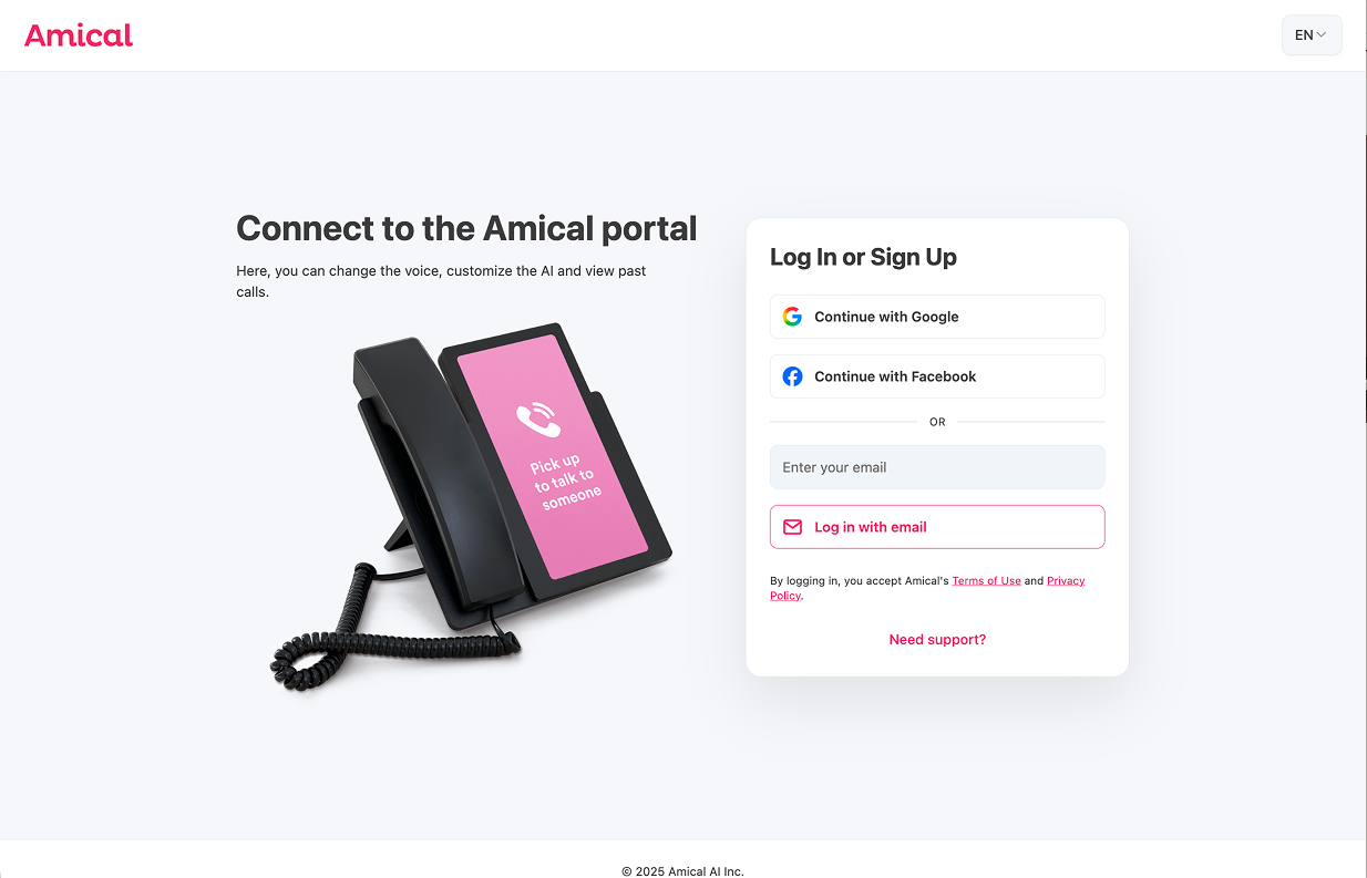 Sign-in screen with Google, Facebook, and email options