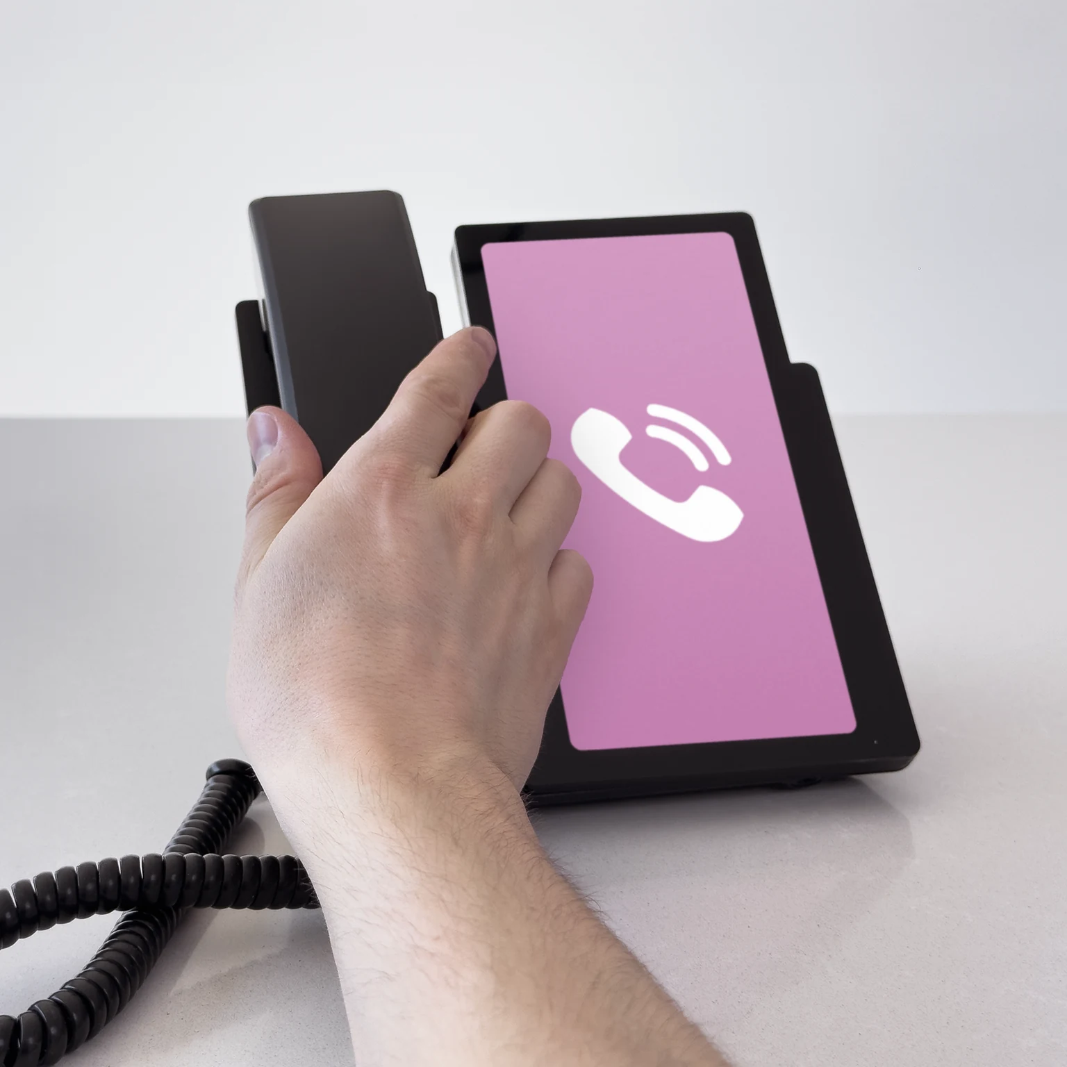 Hang up the handset to end the conversation
