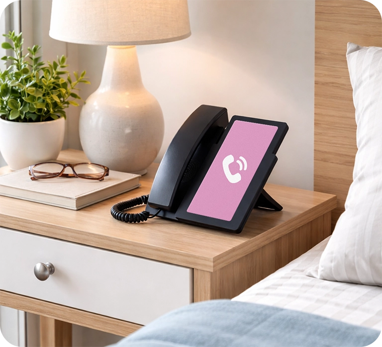 Amical phone in a bedroom