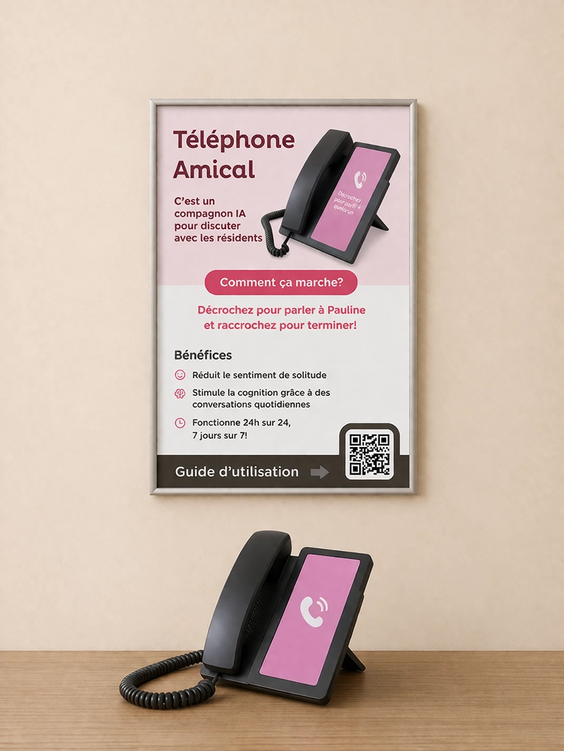 Example Amical poster installed near the phone