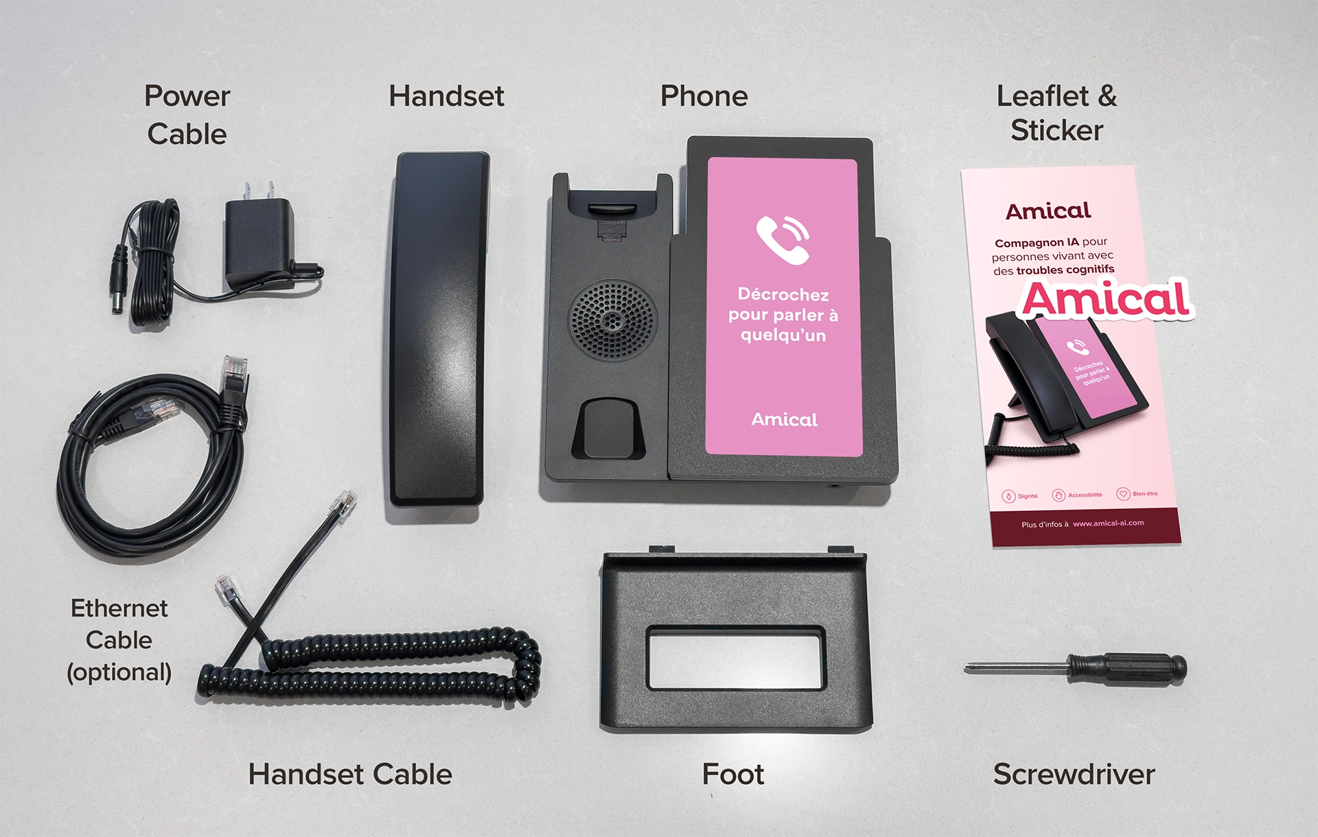 List of all items included in the box