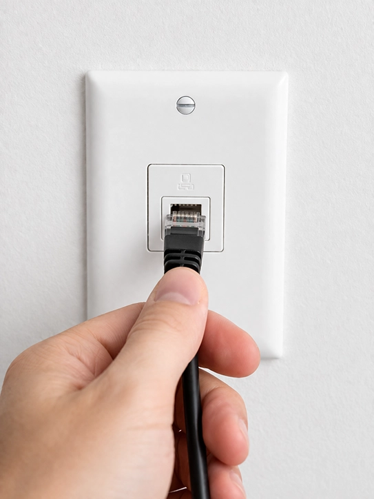 Plugging in the Ethernet cable