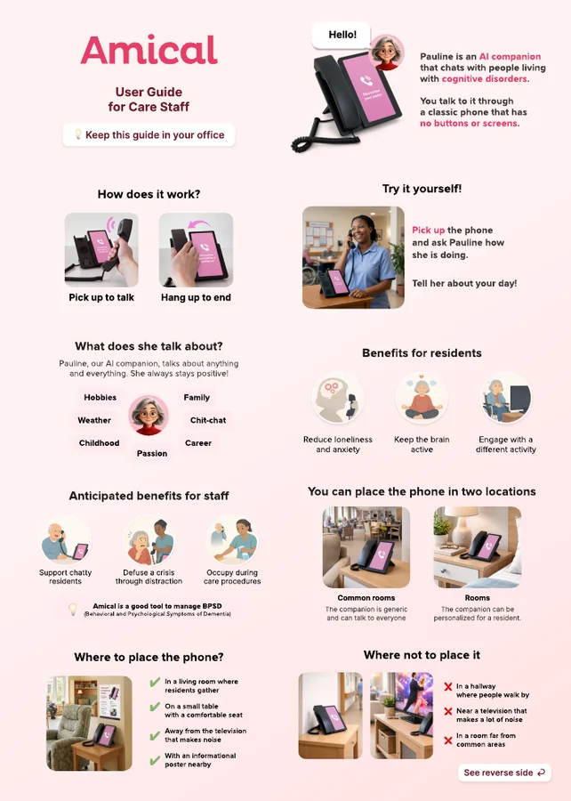 Front of the laminated one-page guide